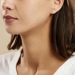 Boucles D'oreilles Puces Or Blanc Victoria Diamants