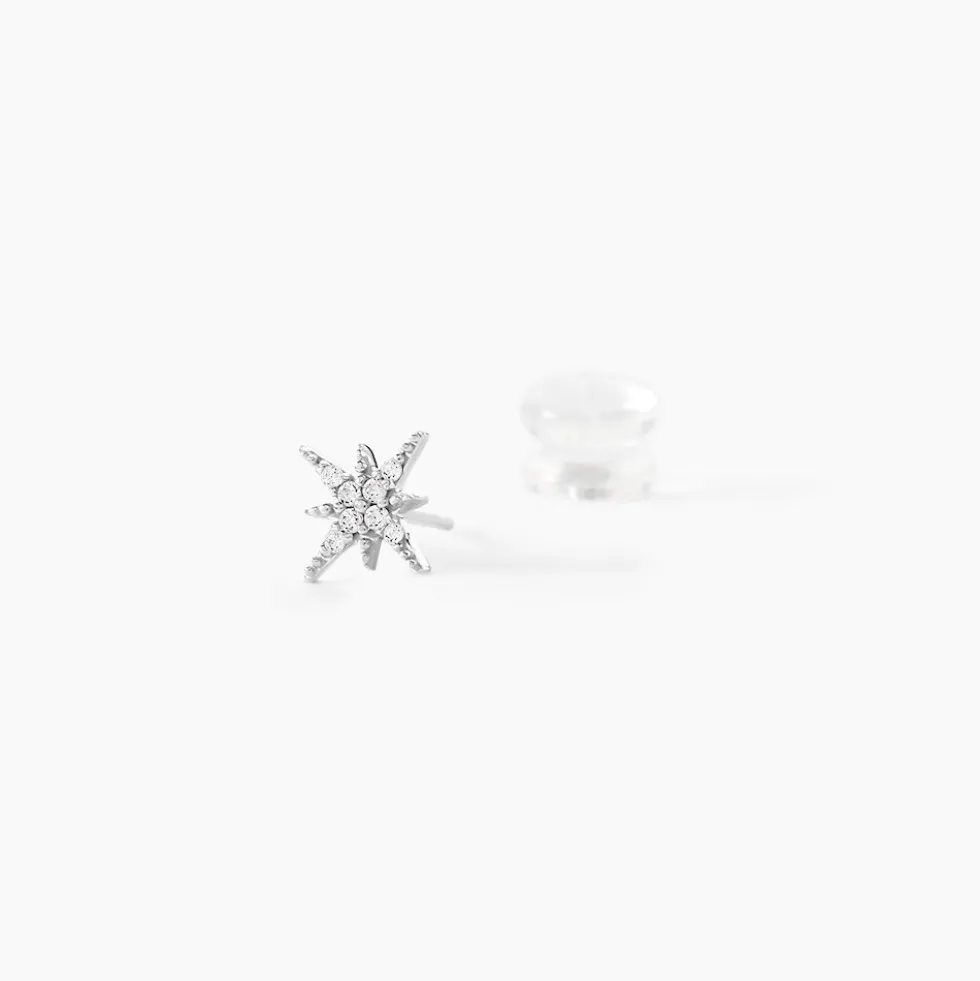 Boucles D'oreilles Puces Or Blanc Astrale Oxyde De Zirconium