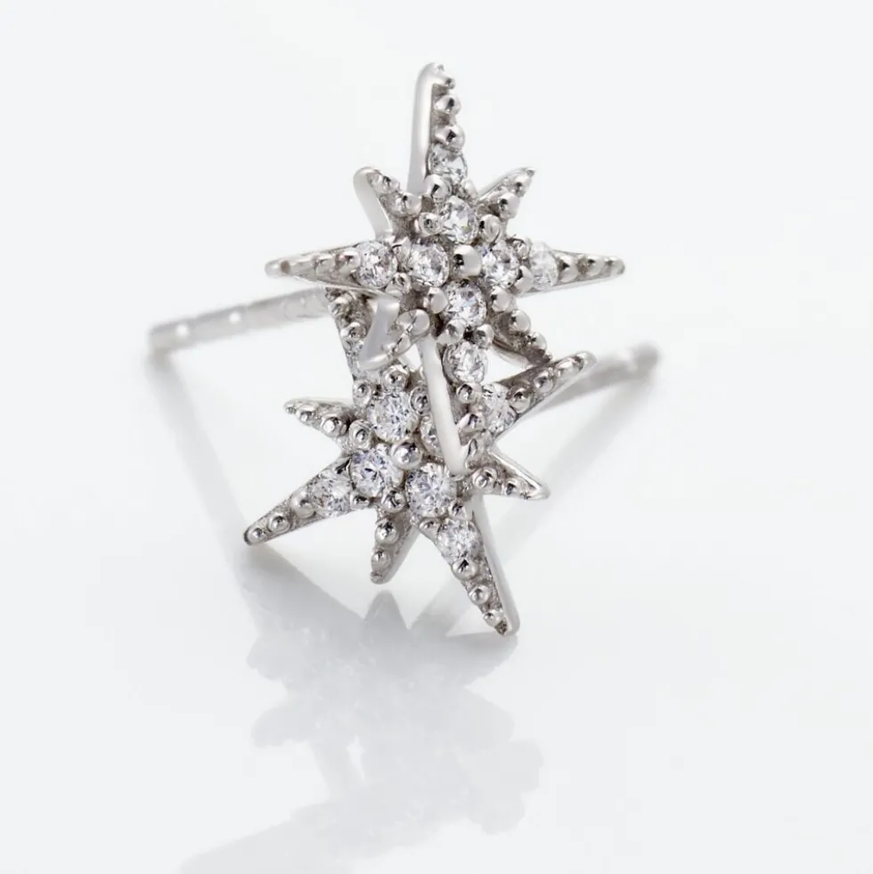 Boucles D'oreilles Puces Or Blanc Astrale Oxyde De Zirconium