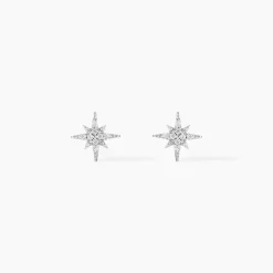 Boucles D'oreilles Puces Or Blanc Astrale Oxyde De Zirconium