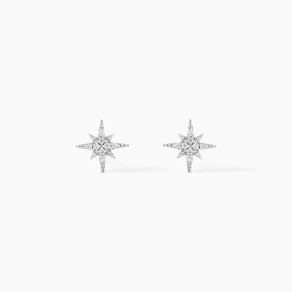 Boucles D'oreilles Puces Or Blanc Astrale Oxyde De Zirconium