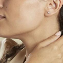 Boucles D'oreilles Puces Or Blanc Astrale Oxyde De Zirconium