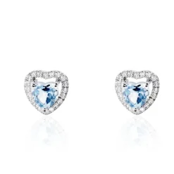 Boucles D'oreilles Puces Or Blanc Ashraf Topazes Oxydes De Zirconium