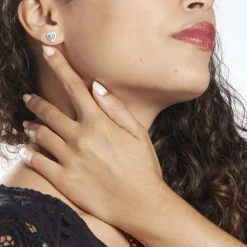 Boucles D'oreilles Puces Or Blanc Ashraf Topazes Oxydes De Zirconium
