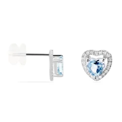 Boucles D'oreilles Puces Or Blanc Ashraf Topazes Oxydes De Zirconium
