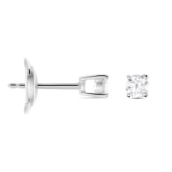Boucles D'oreilles Puces Or Blanc Victoria Diamants