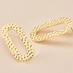 Boucles D'oreilles Puces Oren Acier Doré