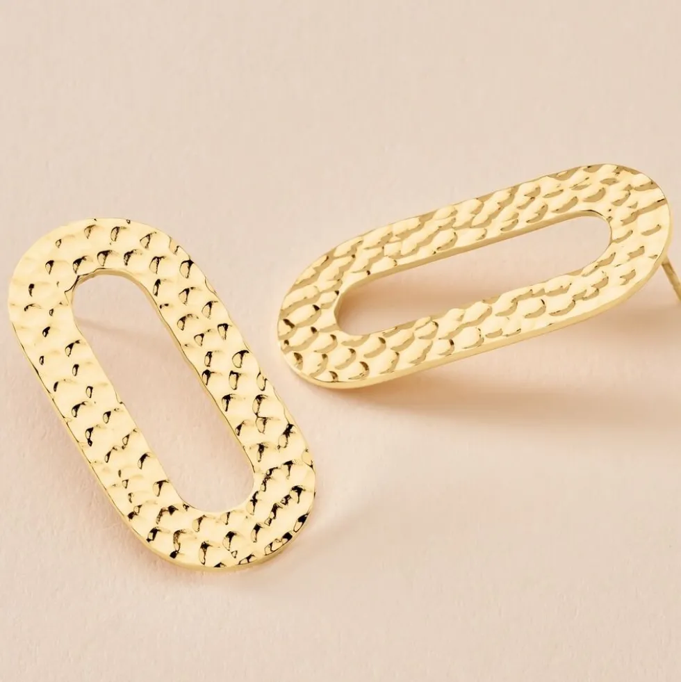 Boucles D'oreilles Puces Oren Acier Doré