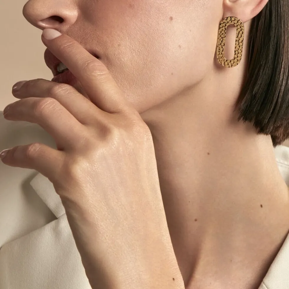 Boucles D'oreilles Puces Oren Acier Doré