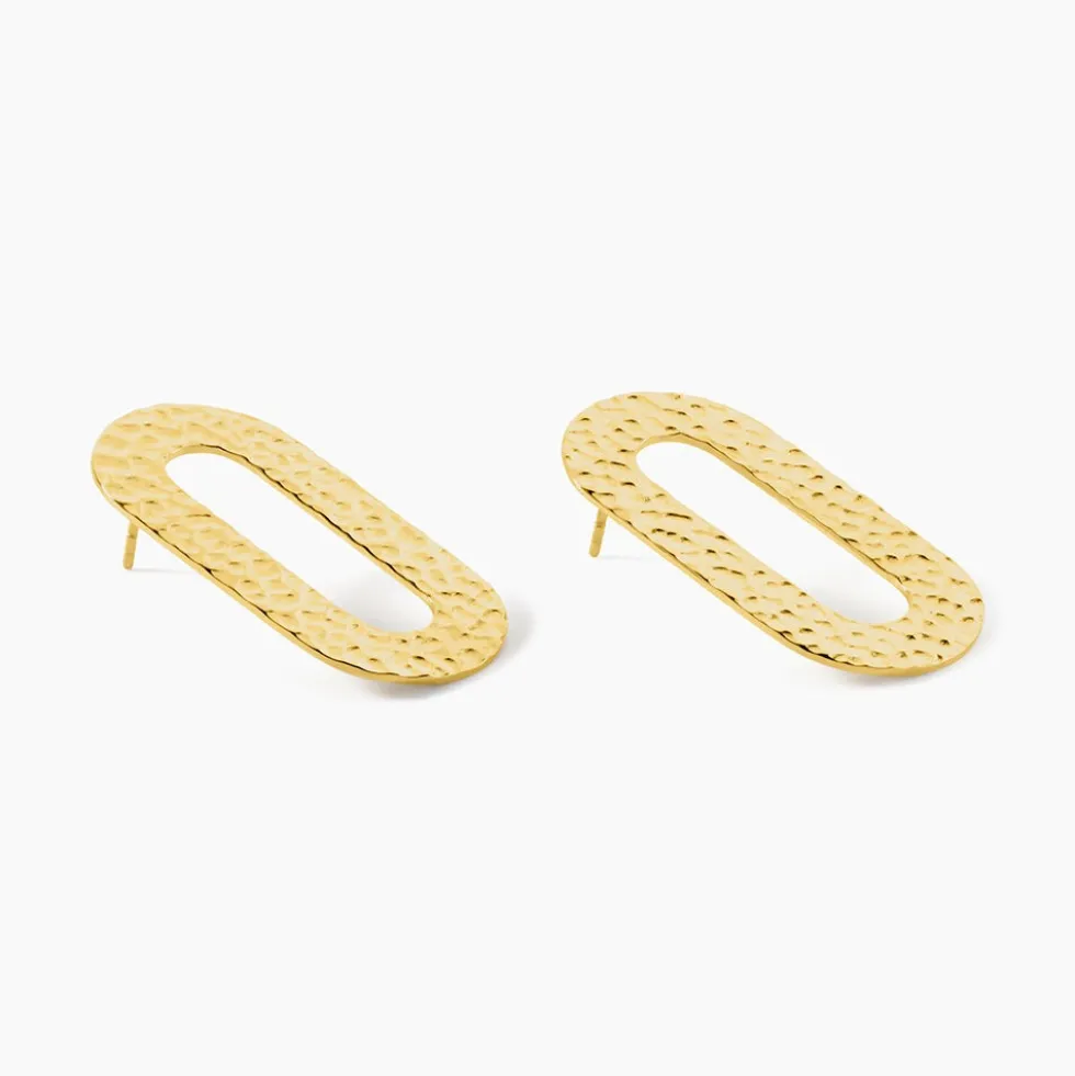 Boucles D'oreilles Puces Oren Acier Doré