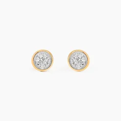 Boucles D'oreilles Puces Or Jaune Diamants