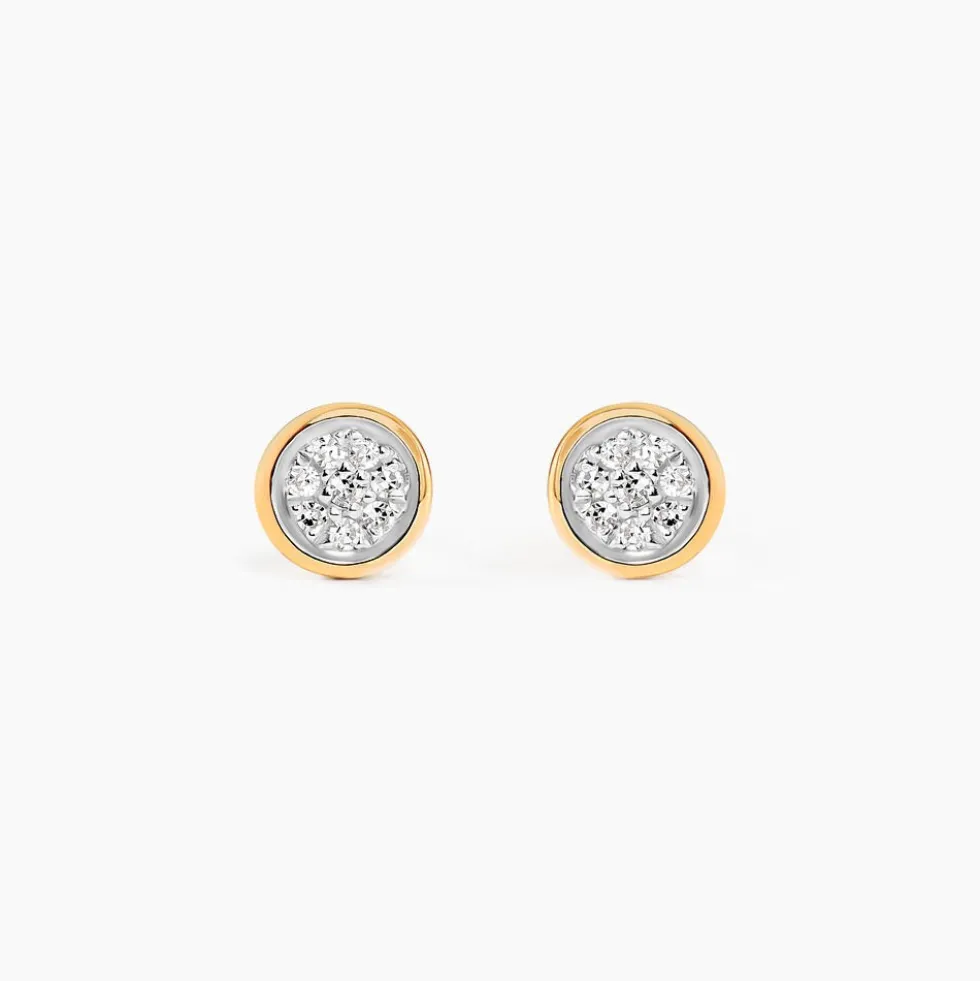 Boucles D'oreilles Puces Or Jaune Diamants