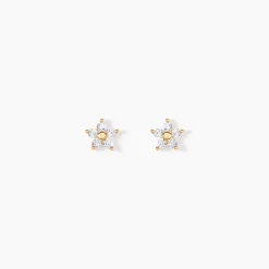 Boucles D'oreilles Puces Or Jaune Convallaria Oxydes