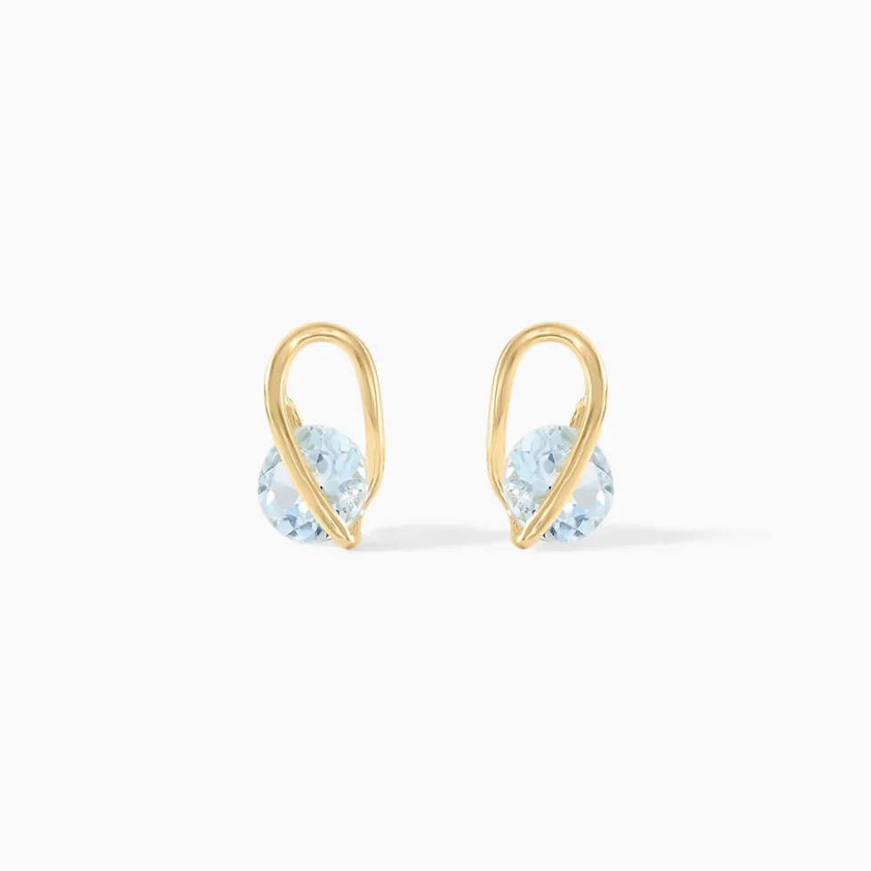 Boucles D'oreilles Puces Or Jaune Berecyntia Topaze