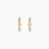 Boucles D'Oreilles Puces Or Jaune Argent Blanc