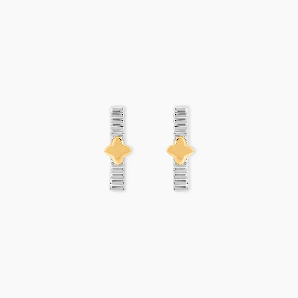 Boucles D'Oreilles Puces Or Jaune Argent Blanc