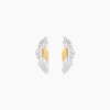 Boucles D'Oreilles Puces Or Jaune Argent Blanc Oxyde De Zirconium