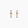 Boucles D'Oreilles Puces Or Jaune Argent Blanc