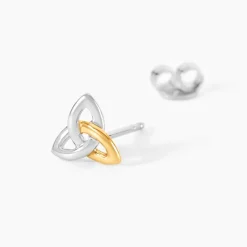 Boucles D'Oreilles Puces Or Jaune Argent Blanc