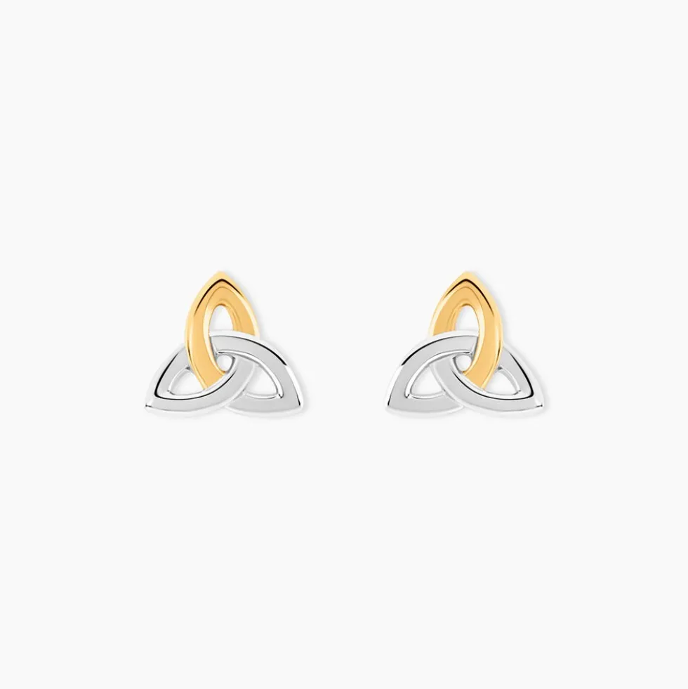 Boucles D'Oreilles Puces Or Jaune Argent Blanc