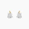 Boucles D'Oreilles Puces Or Jaune Argent Blanc