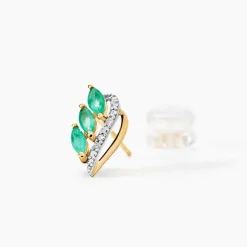 Boucles D'oreilles Puces Or Jaune Sheelagh Emeraudes Diamants
