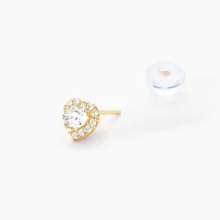 Boucles D'oreilles Puces Or Jaune Festuca Oxydes De Zirconium