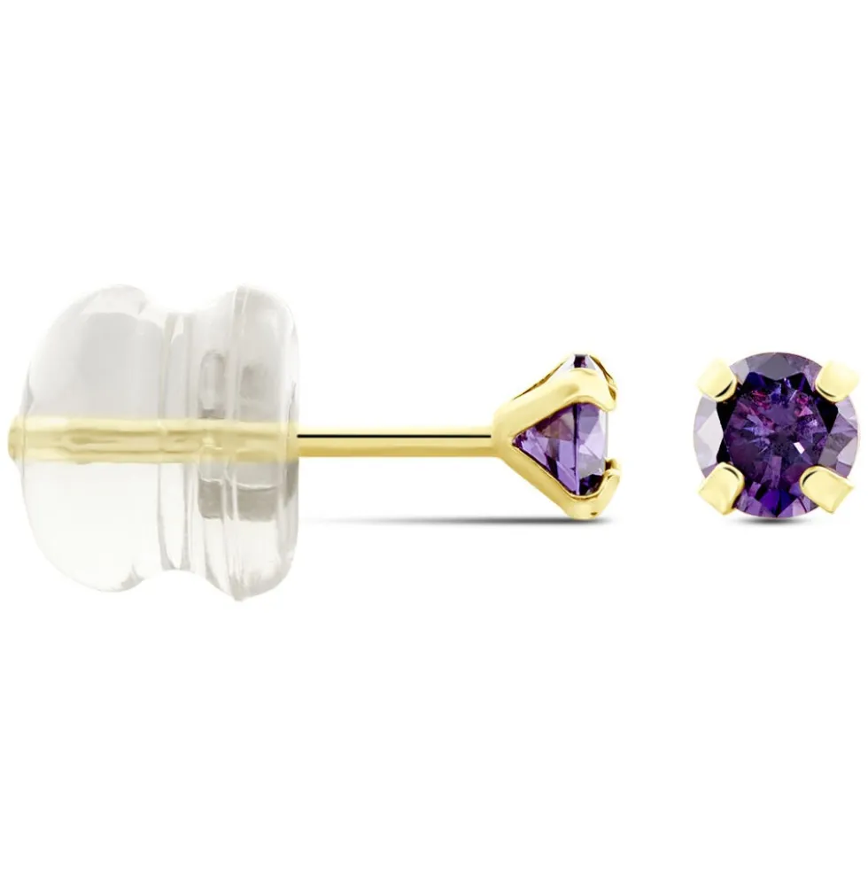 Boucles D'oreilles Puces Or Jaune Oxyde De Zirconium