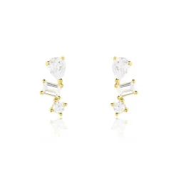 Boucles D'oreilles Puces Osip Or Jaune Oxyde De Zirconium