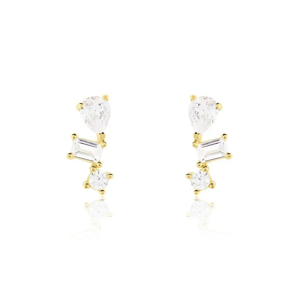 Boucles D'oreilles Puces Osip Or Jaune Oxyde De Zirconium