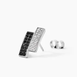 Boucles D'oreilles Puces Ouarida Argent Blanc Oxyde De Zirconium