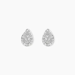 Boucles D'oreilles Puces Pear C Or Jaune Diamant