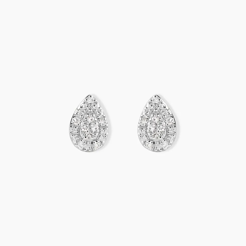 Boucles D'oreilles Puces Pear C Or Jaune Diamant