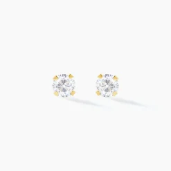 Boucles D'oreilles Puces Pepita Or Jaune Oxyde De Zirconium