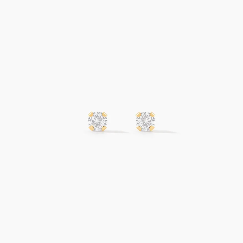 Boucles D'oreilles Puces Pepita Or Jaune Oxyde De Zirconium