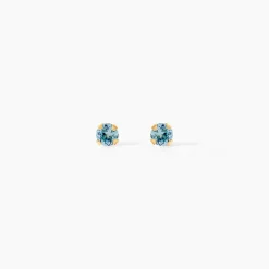 Boucles D'oreilles Puces Pepita Or Jaune Oxyde De Zirconium