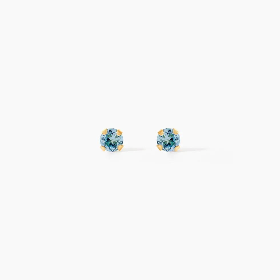 Boucles D'oreilles Puces Pepita Or Jaune Oxyde De Zirconium