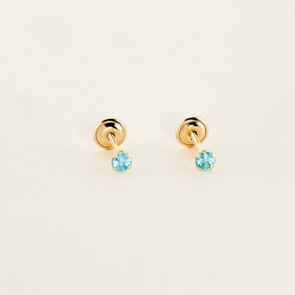 Boucles D'oreilles Puces Pepita Or Jaune Oxyde De Zirconium