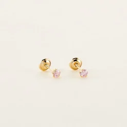 Boucles D'oreilles Puces Pepita Or Jaune Oxyde De Zirconium
