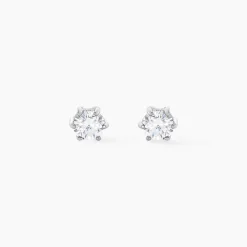 Boucles D'oreilles Puces Petrine Argent Blanc Oxyde De Zirconium