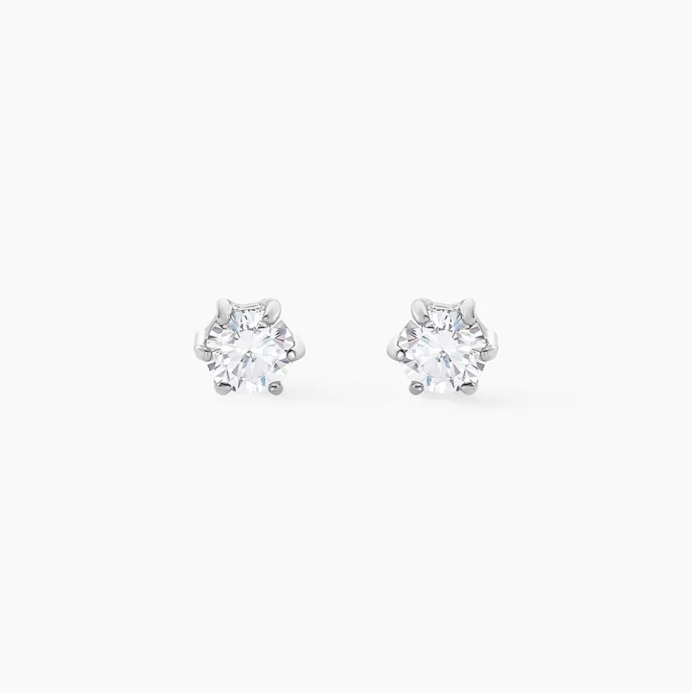 Boucles D'oreilles Puces Petrine Argent Blanc Oxyde De Zirconium