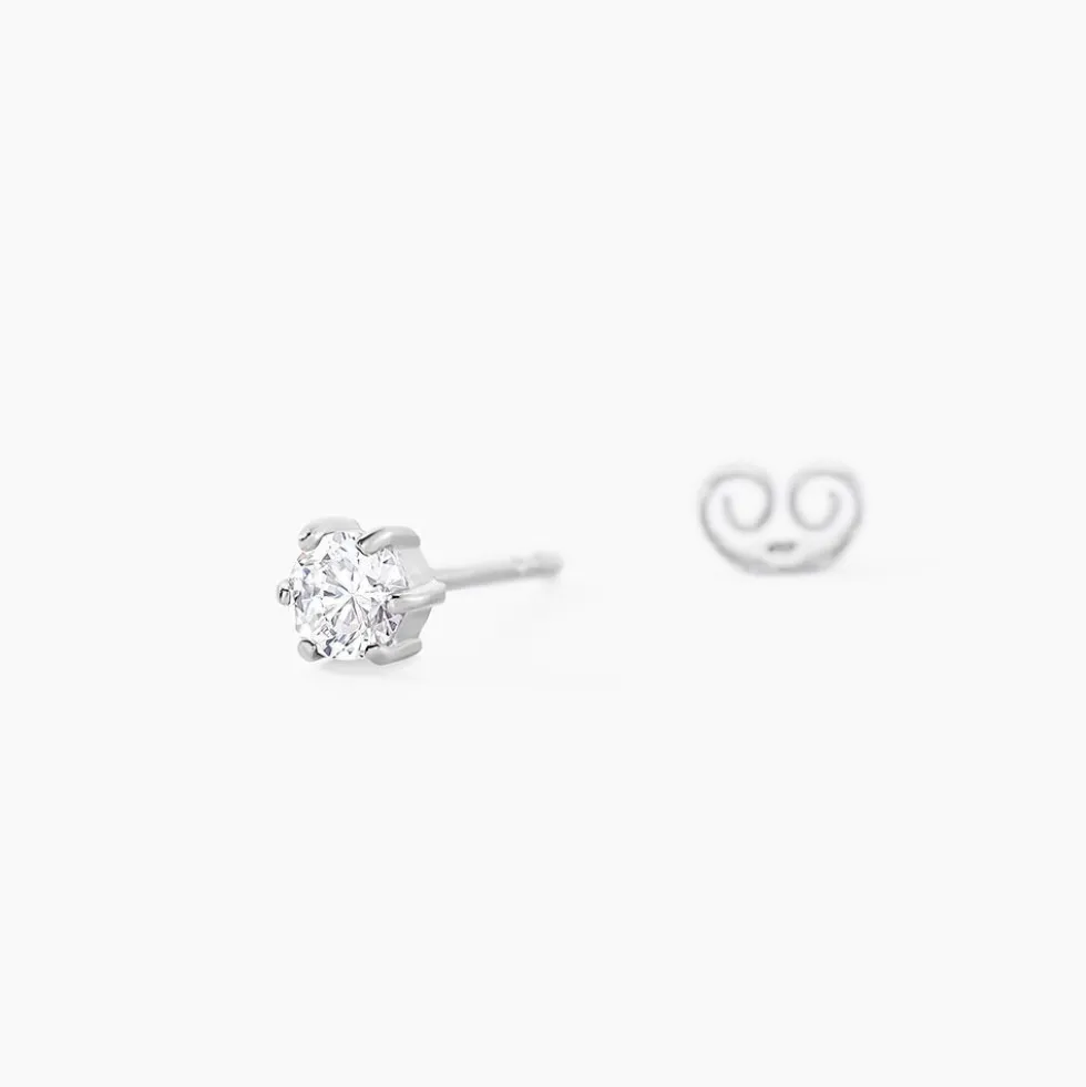 Boucles D'oreilles Puces Petrine Argent Blanc Oxyde De Zirconium