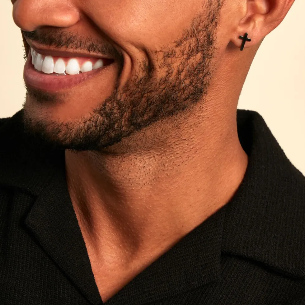 Boucles D'oreilles Puces Phebus Him Acier Noir