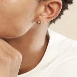 Boucles D'oreilles Puces Phebus Him Acier Doré Carbone