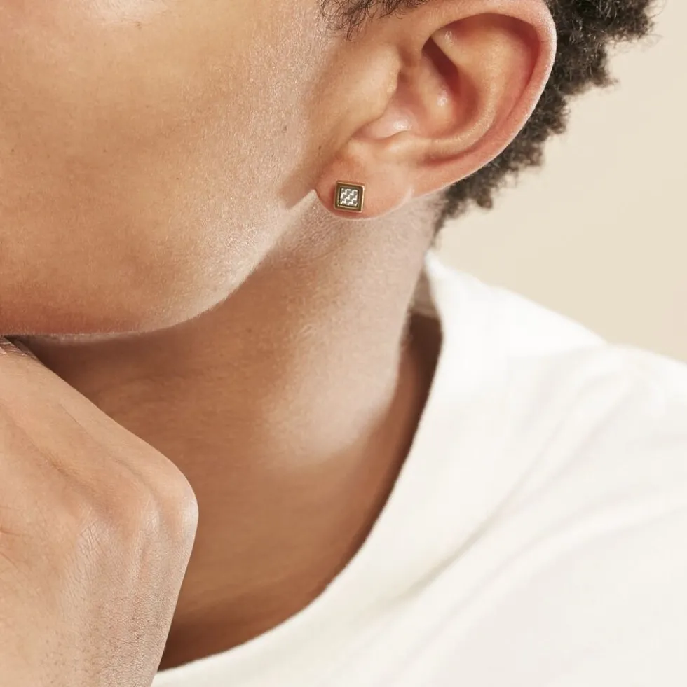 Boucles D'oreilles Puces Phebus Him Acier Doré Carbone