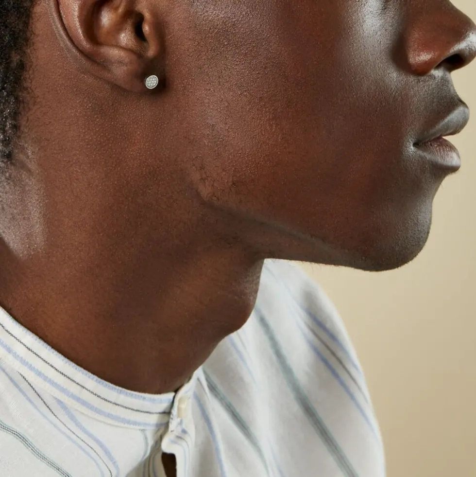 Boucles D'oreilles Puces Phebus Him Classique Acier Blanc