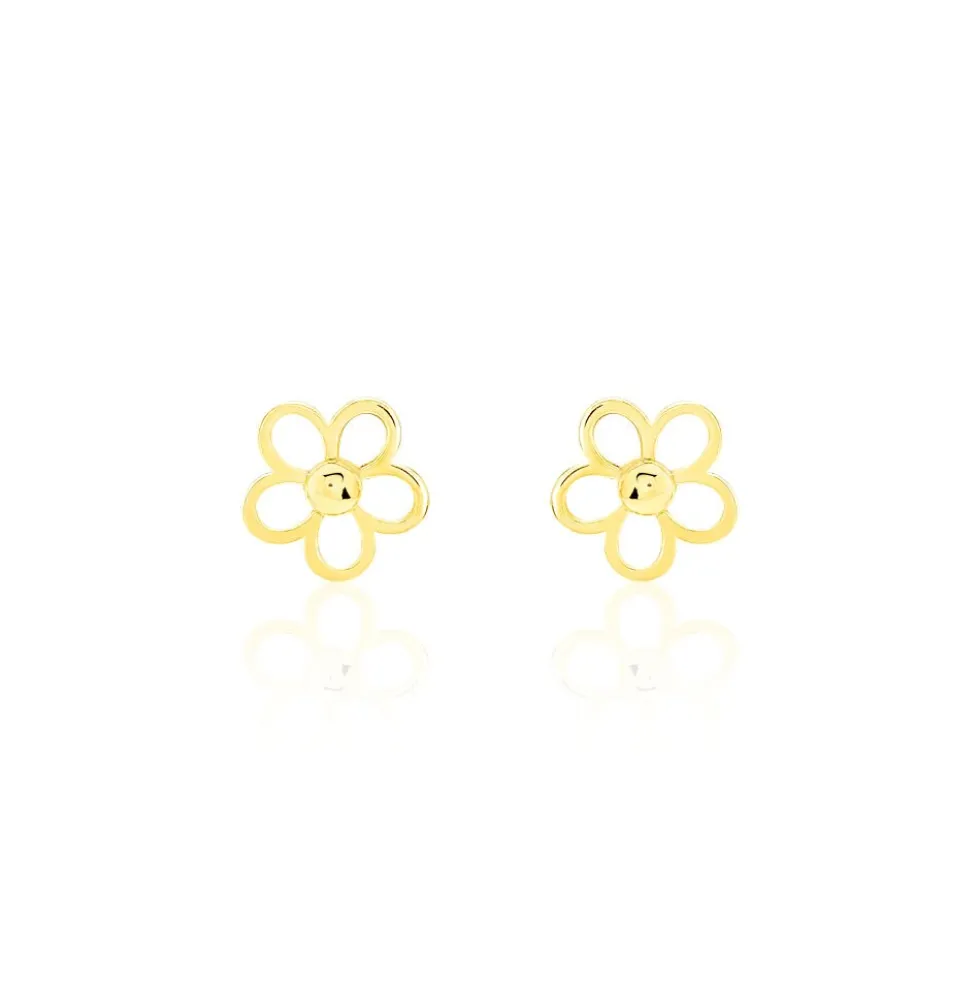Boucles D'oreilles Puces Philine Fleur Or Jaune