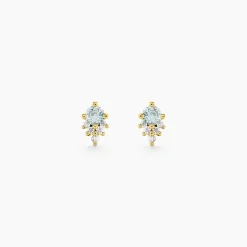 Boucles D'Oreilles Puces Poem Argent Jaune Topaze Oxyde De Zirconium