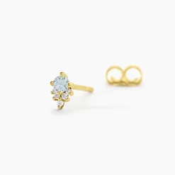 Boucles D'Oreilles Puces Poem Argent Jaune Topaze Oxyde De Zirconium