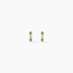 Boucles D'Oreilles Puces Poem Argent Jaune Péridot Oxyde De Zirconium